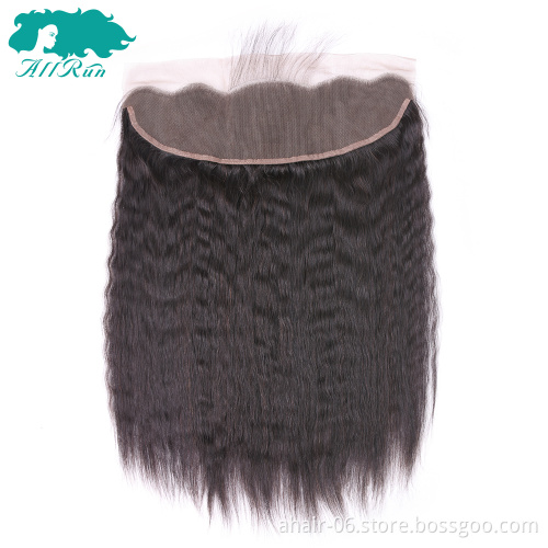 Wholesale price brazilian human hair yaki kinky straight lace frontal